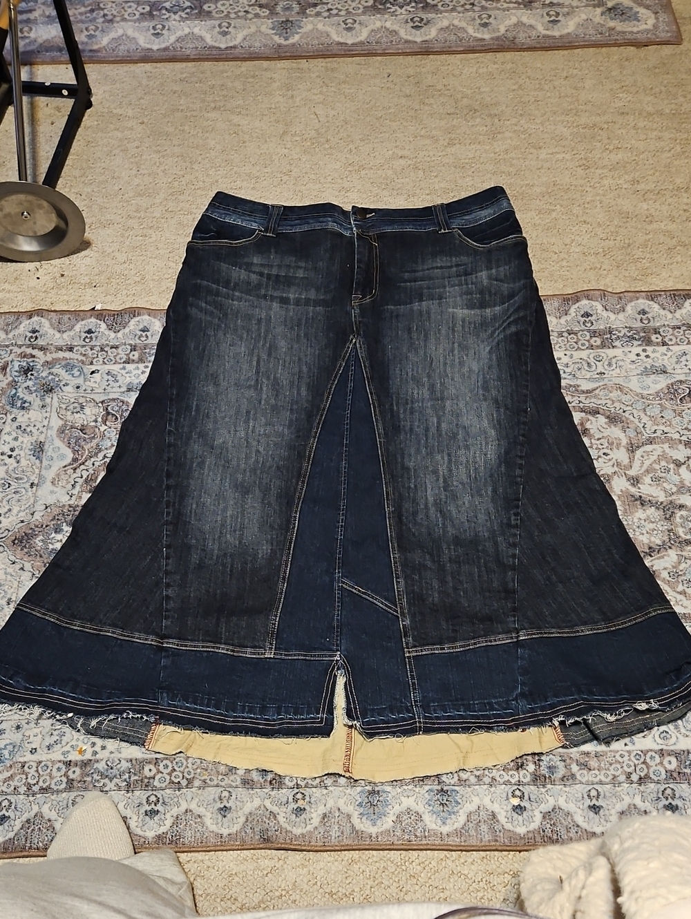Color Block Denim A-Line Skirt Waist 20